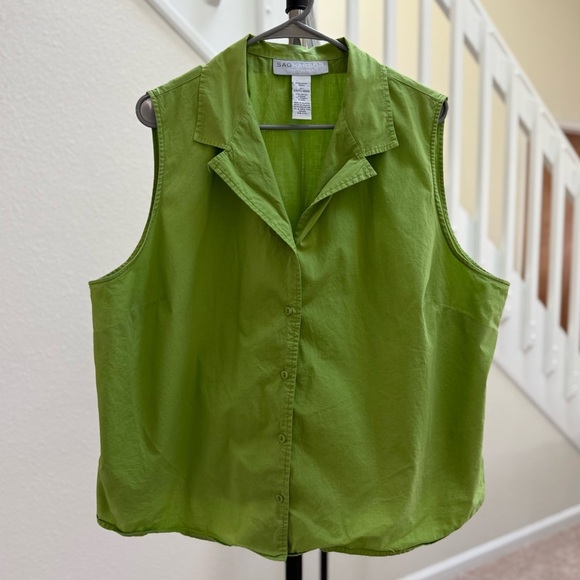 Vintage SAG HARBOR Summer Beautiful Green Sleeveless Top Women’s Plus Size 2X - Picture 1 of 11